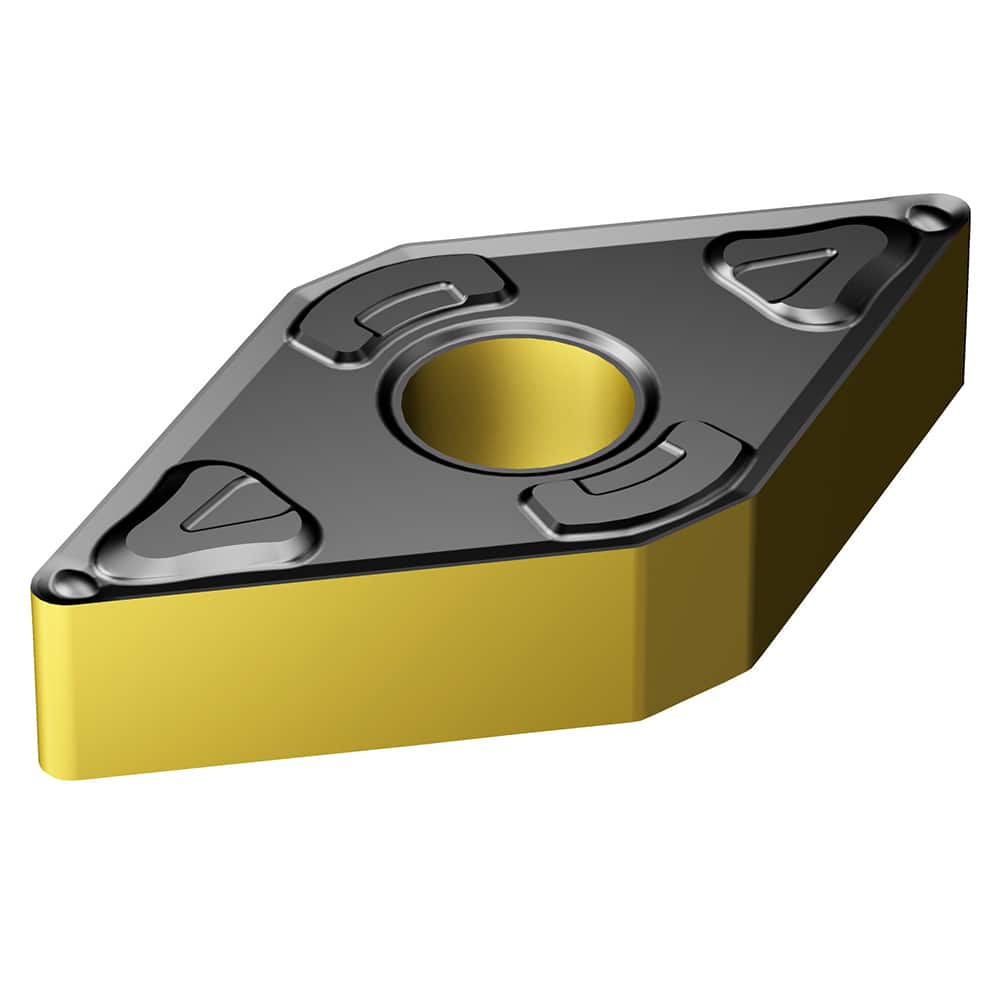 Turning Insert:  DNMG 15 06 04-XF 4415,  Solid Carbide TiCN, Al2O3 & TiN Finish,  Neutral,  0.0156″ Corner Radius,  N/A Diamond 55 ™,  Series  DNMG-XF
