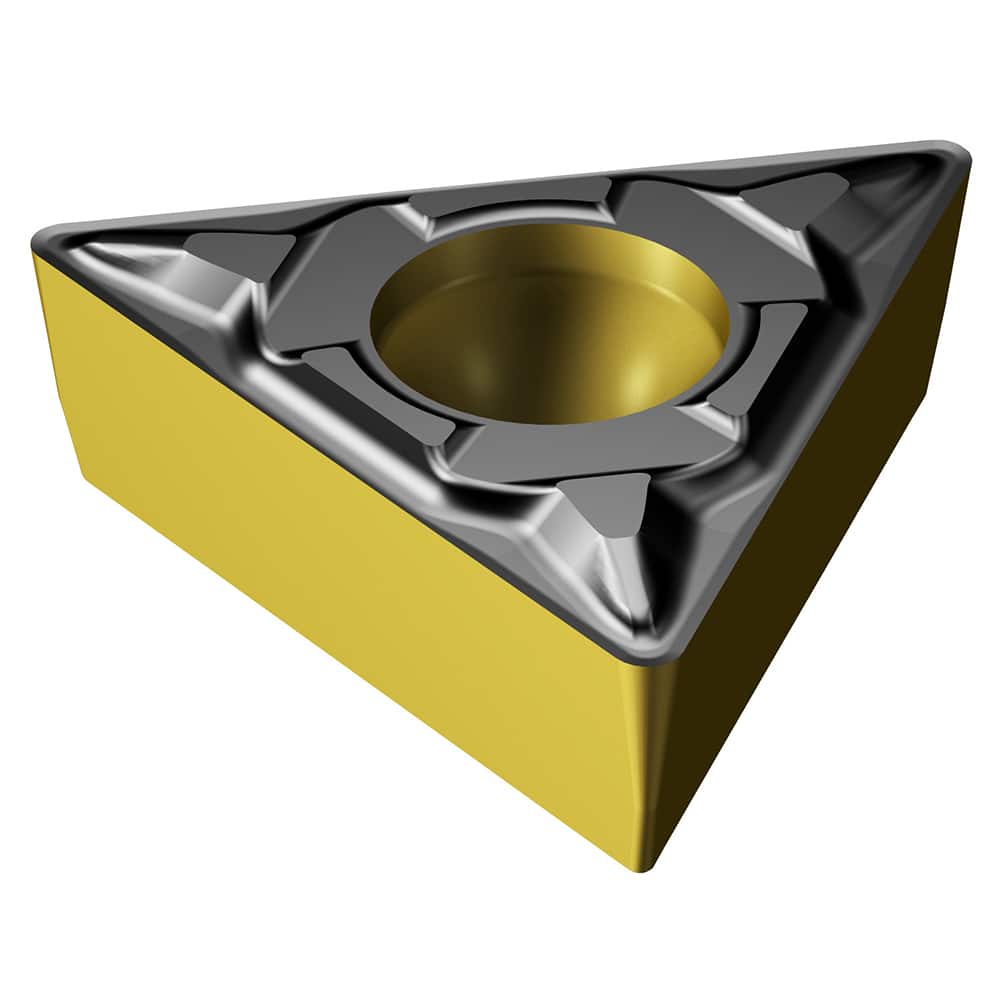 Turning Insert:  TPMT 16 T3 04-PF 4415,  Solid Carbide TiCN, Al2O3 & TiN Finish,  Neutral,  0.0156″ Corner Radius,  N/A Triangle,  Series  TPMT-PF