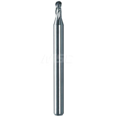 Ball End Mill: 0.05″ Dia, 0.4″ LOC, 4 Flute, Solid Carbide 2-1/2″ OAL, 1/8″ Shank Dia, 30 ° Helix, AlTiN Coated, Single End, Series M4BE
