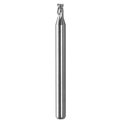 Square End Mill: 0.093'' Dia, 0.14'' LOC, 1/8'' Shank Dia, 4'' OAL, 3 Flutes, Solid Carbide Single End, Spiral Flute, Centercutting, RH Cut, RH Flute