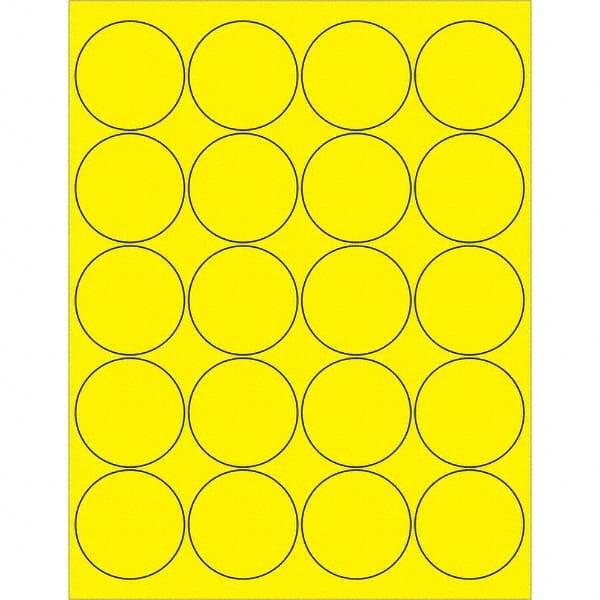 Tape Logic - Pack of (20), 100 Sheet 2" x 2" Fluorescent Yellow Permanent Acrylic Laser Labels - USA Tool & Supply