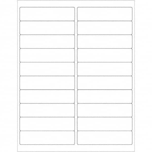 Tape Logic - Pack of (20), 100 Sheet 4" x 1" White Polyester Weatherproof Labels - USA Tool & Supply