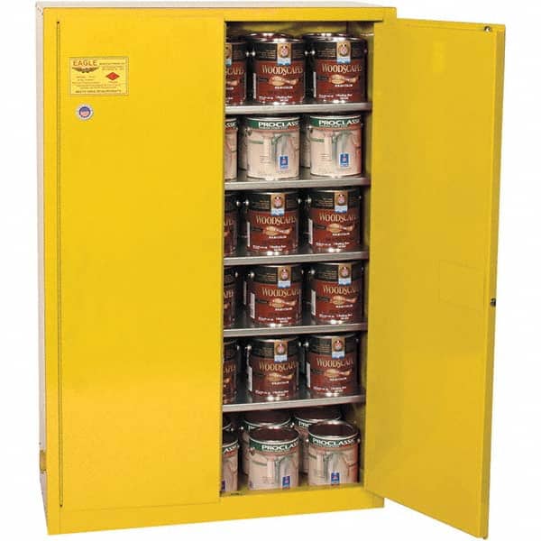 Eagle - Safety Cabinets Hazardous Chemical Type: Flammable and Combustible Liquids Color: Yellow - USA Tool & Supply