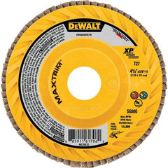 DeWALT - 40 Grit, 5" Disc Diam, Type 27 Ceramic Flap Disc - 12,200 Max RPM, Poly Cotton Backing, Arbor Attaching System, Coated - USA Tool & Supply