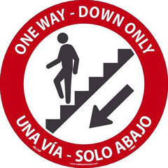 NMC - Safety & Facility Labels; Message Type: COVID-19; Safety ; Header: None ; Legend: One Way - Down Only Una Via - Exact Industrial Supply