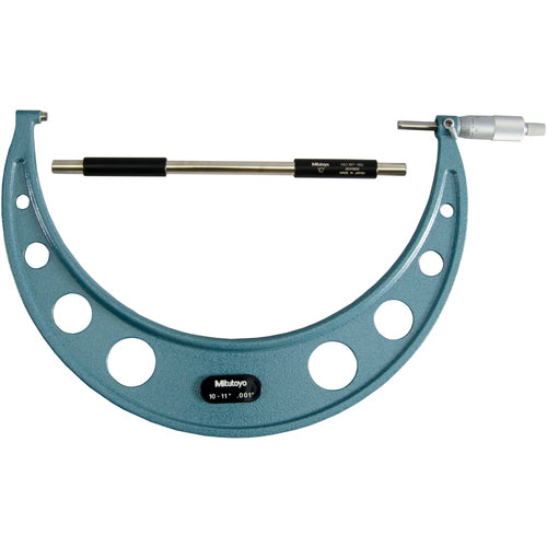 10″-11″ Measuring Range-0.001″ Graduation - Ratchet Thimble - Carbide Face - Outside Micrometer - USA Tool & Supply