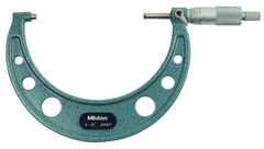 4 - 5'' Measuring Range - .0001 Graduation - Ratchet Thimble - Carbide Face - Outside Micrometer - USA Tool & Supply