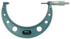 5 - 6'' Measuring Range - .0001 Graduation - Ratchet Thimble - Carbide Face - Outside Micrometer - USA Tool & Supply