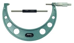 6 - 7'' Measuring Range - .0001 Graduation - Ratchet Thimble - Carbide Face - Outside Micrometer - USA Tool & Supply