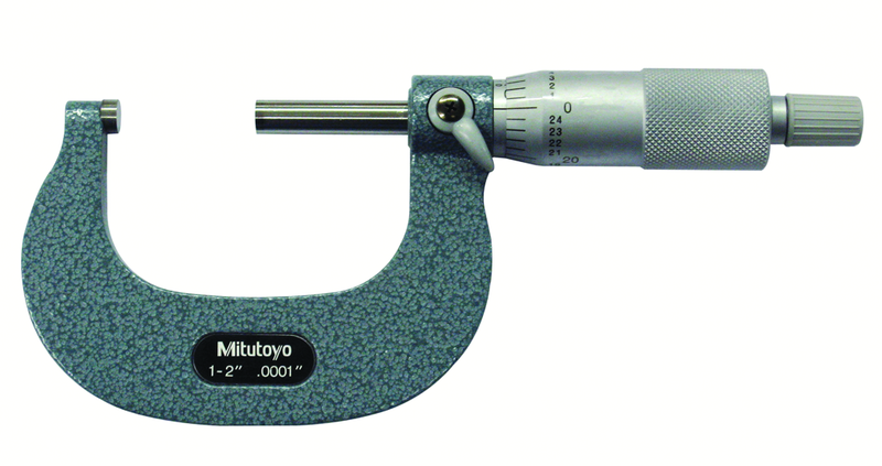 1 - 2'' Measuring Range - .0001 Graduation - Ratchet Thimble - Carbide Face - Outside Micrometer - USA Tool & Supply