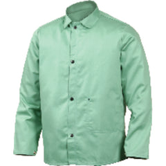 Large - Green Flame Retardant 9 oz Cotton Jackets - Jackets are 30″ long - USA Tool & Supply