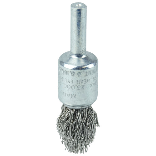 1/2″ Controlled Flare Crimped Wire End Brush, .020″ Stainless Steel Fill - USA Tool & Supply