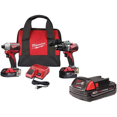 Milwaukee Tool - Cordless Tool Combination Kits Voltage: 18 Tools: 1/2" Brushless Compact Drill/Driver, 1/4" Brushless Compact Impact Driver - USA Tool & Supply