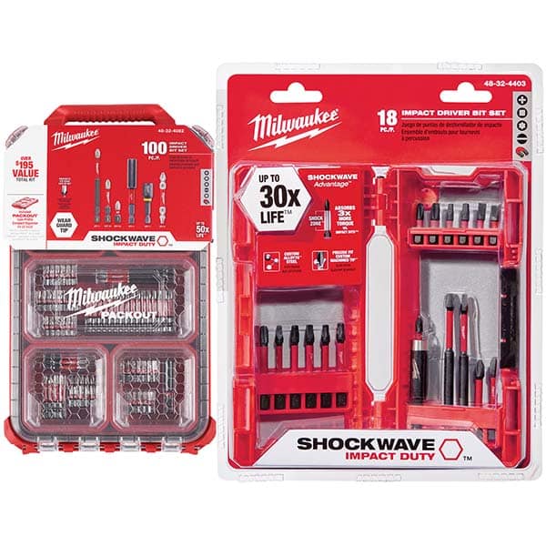 Milwaukee Tool - Power & Impact Screwdriver Bit Sets Point Type: Phillips; Slotted; Square; Torx Tool Type: Driver Bit - USA Tool & Supply
