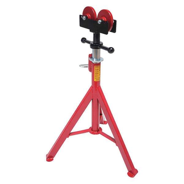 Rothenberger - 1/2" to 16" Pipe Capacity, Straight Pipe Stand with 2 Roller Head - 27" to 50" High, 2,500 Lb Capacity - USA Tool & Supply