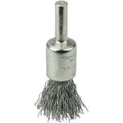 1/2″ Nickel-Plated Cup End Brush, .014″ Stainless Steel Crimped Wire Fill - USA Tool & Supply