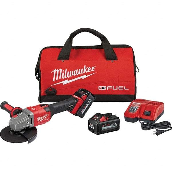 Milwaukee Tool - 4-1/2 - 6" Wheel Diam, 9,000 RPM, Cordless Angle & Disc Grinder - 5/8-11 Spindle, 18 Volts, 6 Amps, Side Exhaust - USA Tool & Supply