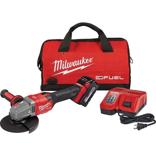 Milwaukee Tool - 4-1/2 - 6" Wheel Diam, 9,000 RPM, Cordless Angle & Disc Grinder - 5/8-11 Spindle, 18 Volts, 6 Amps, Side Exhaust - USA Tool & Supply