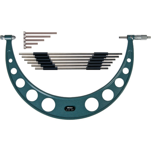 12″-18″ Measuring Range-0.001″ Graduation - Ratchet Thimble - Carbide Face - Interchangeable Anvil Micrometer - USA Tool & Supply