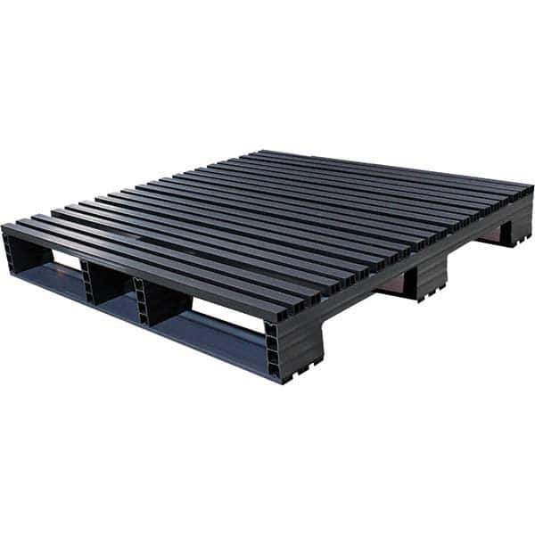 Custom Built Plastic Pallets - 45" Long x 45" & Wide x 6-1/2" High Plastic Pallet - 1,500 Lb Static Capacity, 500 Lb Dynamic Capacity, Black - USA Tool & Supply