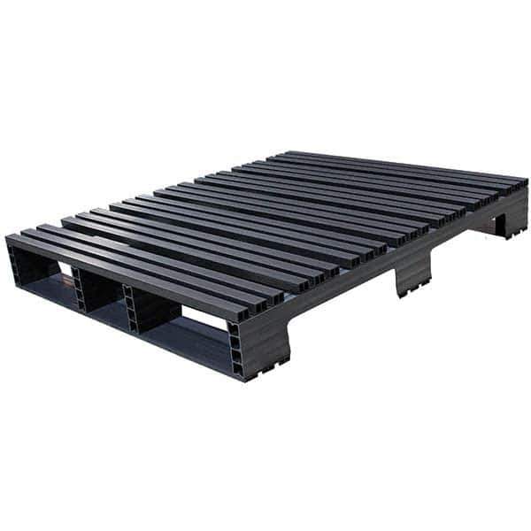 Custom Built Plastic Pallets - 48" Long x 42" & Wide x 6-1/2" High Plastic Pallet - 1,500 Lb Static Capacity, 500 Lb Dynamic Capacity, Black - USA Tool & Supply
