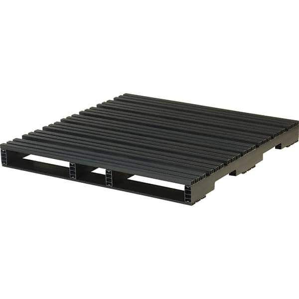 Custom Built Plastic Pallets - 48" Long x 48" & Wide x 5" High Plastic Pallet - 6,600 Lb Static Capacity, 1,000 Lb Dynamic Capacity, Black - USA Tool & Supply