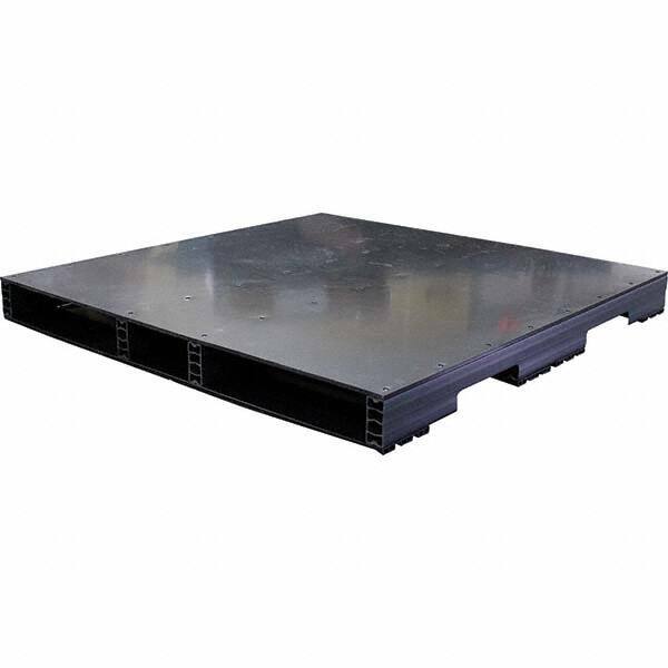 Custom Built Plastic Pallets - 48" Long x 48" & Wide x 4.4" High Plastic Pallet - 1,500 Lb Static Capacity, 500 Lb Dynamic Capacity, Black - USA Tool & Supply