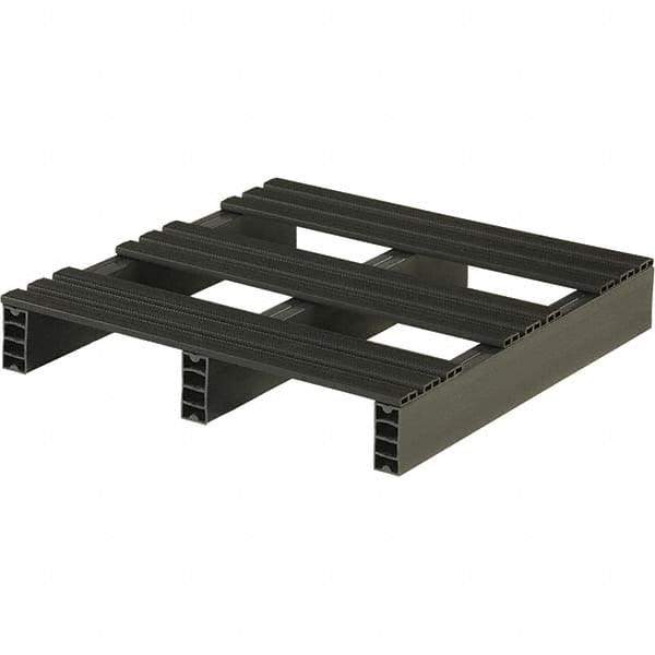 Custom Built Plastic Pallets - 24" Long x 24" & Wide x 4" High Plastic Pallet - 1,000 Lb Static Capacity, 250 Lb Dynamic Capacity, Black - USA Tool & Supply