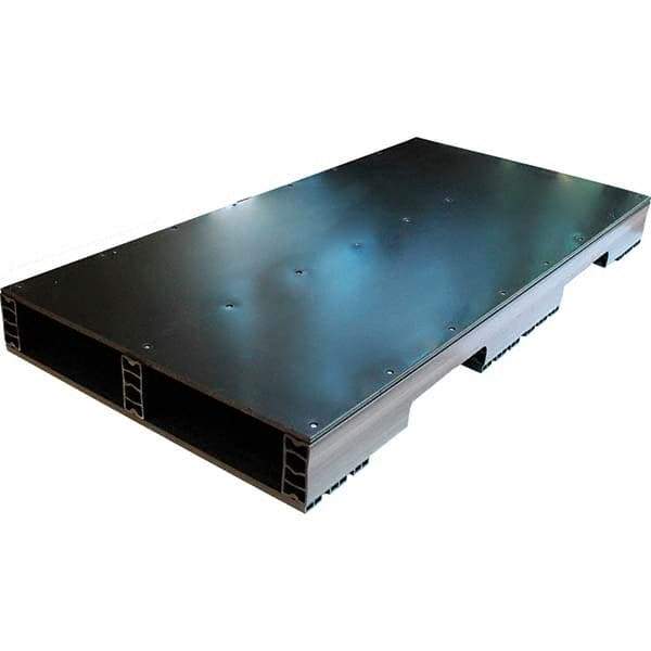 Custom Built Plastic Pallets - 48" Long x 24" & Wide x 4.4" High Plastic Pallet - 1,500 Lb Static Capacity, 500 Lb Dynamic Capacity, Black - USA Tool & Supply