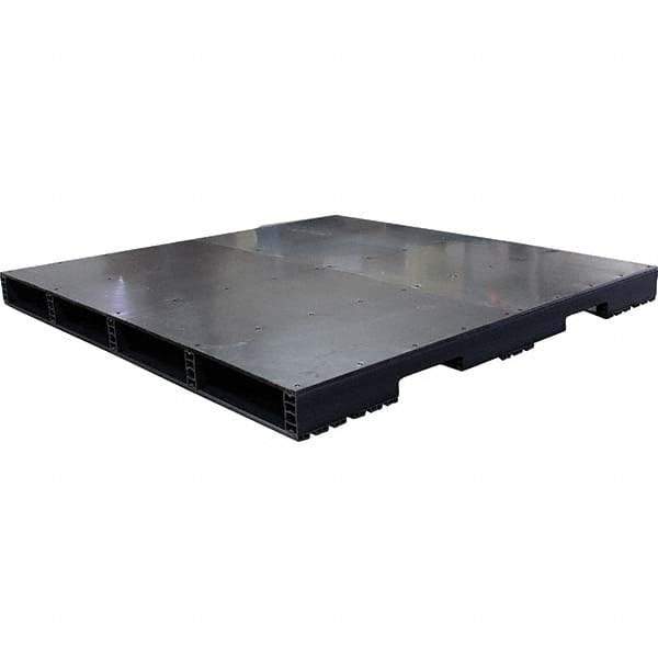 Custom Built Plastic Pallets - 60" Long x 60" & Wide x 4.4" High Plastic Pallet - 1,500 Lb Static Capacity, 500 Lb Dynamic Capacity, Black - USA Tool & Supply