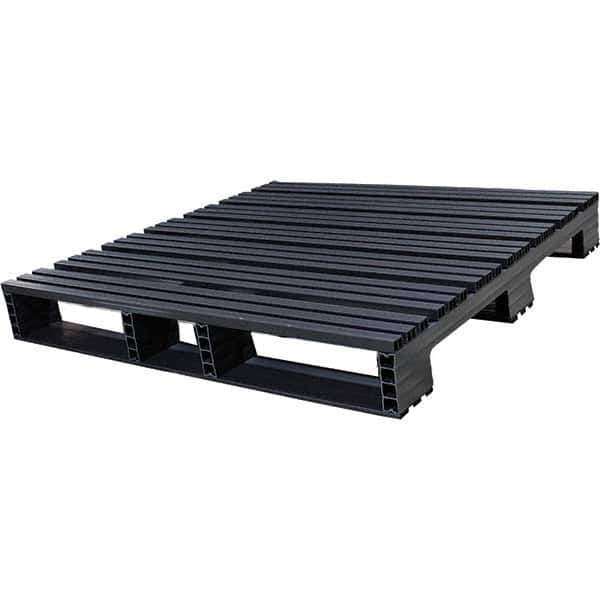 Custom Built Plastic Pallets - 48" Long x 48" & Wide x 6-1/2" High Plastic Pallet - 1,500 Lb Static Capacity, 500 Lb Dynamic Capacity, Black - USA Tool & Supply