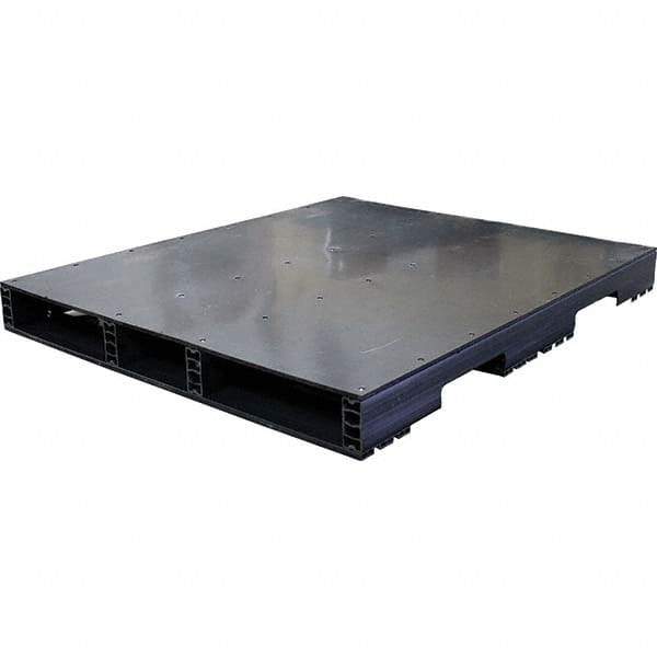 Custom Built Plastic Pallets - 48" Long x 40" & Wide x 4.4" High Plastic Pallet - 1,500 Lb Static Capacity, 500 Lb Dynamic Capacity, Black - USA Tool & Supply