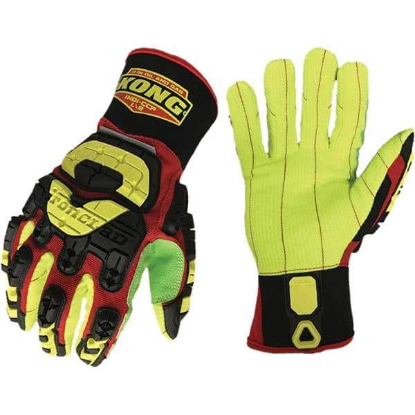 ironCLAD - Size S (7) Synthetic Impact Protection Work Gloves - For General Purpose, Uncoated, Slip-On Cuff, Red/Green, Paired - USA Tool & Supply