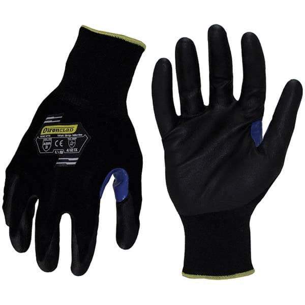 ironCLAD - Size XL (10) Nylon Work Gloves - For General Purpose, Palm Coated, Knit Wrist, Black, Paired - USA Tool & Supply