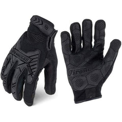 ironCLAD - Size 2XL (11) Synthetic Leather Work Gloves - For Mechanic's & Lifting, Uncoated, Hook & Loop Cuff, Full Fingered, Black, Paired - USA Tool & Supply