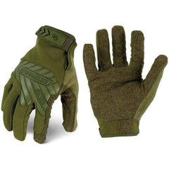 ironCLAD - Size L (9) Synthetic Leather Work Gloves - For Mechanic's & Lifting, Uncoated, Hook & Loop Cuff, Full Fingered, Olive Drab Green, Paired - USA Tool & Supply