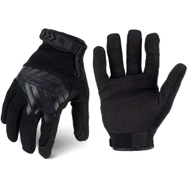 ironCLAD - Size 2XL (11) Synthetic Leather Work Gloves - For Mechanic's & Lifting, Uncoated, Hook & Loop Cuff, Full Fingered, Black, Paired - USA Tool & Supply