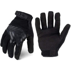 ironCLAD - Size M Synthetic Leather Work Gloves - For Mechanic's & Lifting, Uncoated, Hook & Loop Cuff, Full Fingered, Black, Paired - USA Tool & Supply