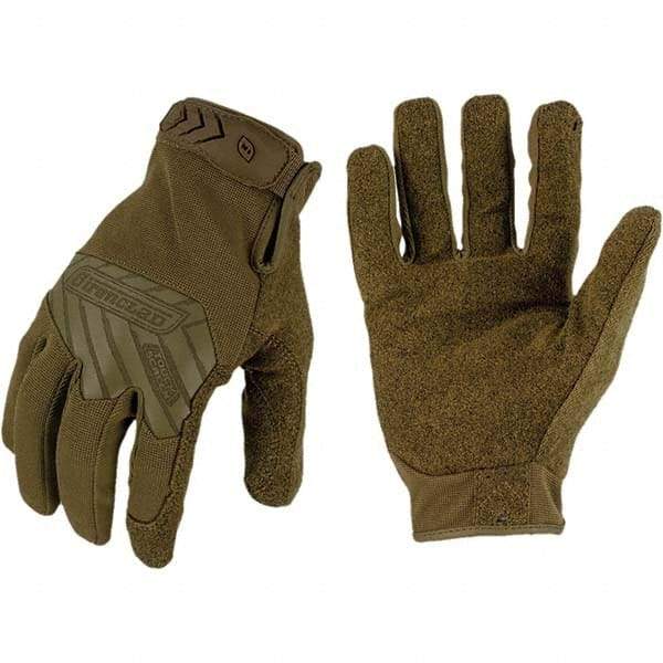 ironCLAD - Size 2XL (11) Synthetic Leather Work Gloves - For Mechanic's & Lifting, Uncoated, Hook & Loop Cuff, Full Fingered, Coyote, Paired - USA Tool & Supply