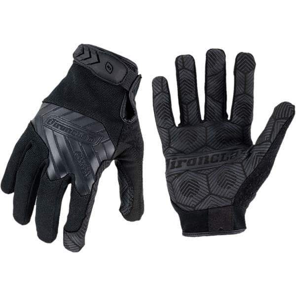 ironCLAD - Size L (9) Synthetic Leather Work Gloves - For Mechanic's & Lifting, Uncoated, Hook & Loop Cuff, Full Fingered, Black, Paired - USA Tool & Supply