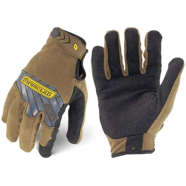 ironCLAD - Size 2XL (11) Synthetic Leather Work Gloves - For Mechanic's & Lifting, Uncoated, Hook & Loop Cuff, Full Fingered, Coyote, Paired - USA Tool & Supply