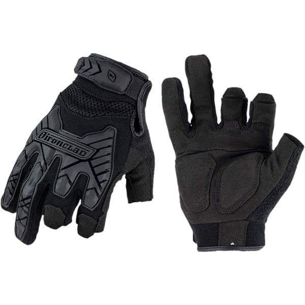 ironCLAD - Size L (9) Synthetic Leather Work Gloves - For Mechanic's & Lifting, Uncoated, Hook & Loop Cuff, Full Fingered, Black, Paired - USA Tool & Supply