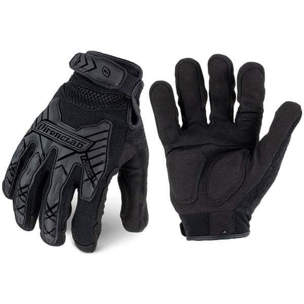 ironCLAD - Size XS (6) Synthetic Leather Work Gloves - For Mechanic's & Lifting, Uncoated, Hook & Loop Cuff, Full Fingered, Black, Paired - USA Tool & Supply