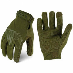 ironCLAD - Size L (9) Synthetic Leather Work Gloves - For Mechanic's & Lifting, Uncoated, Hook & Loop Cuff, Full Fingered, Olive Drab Green, Paired - USA Tool & Supply