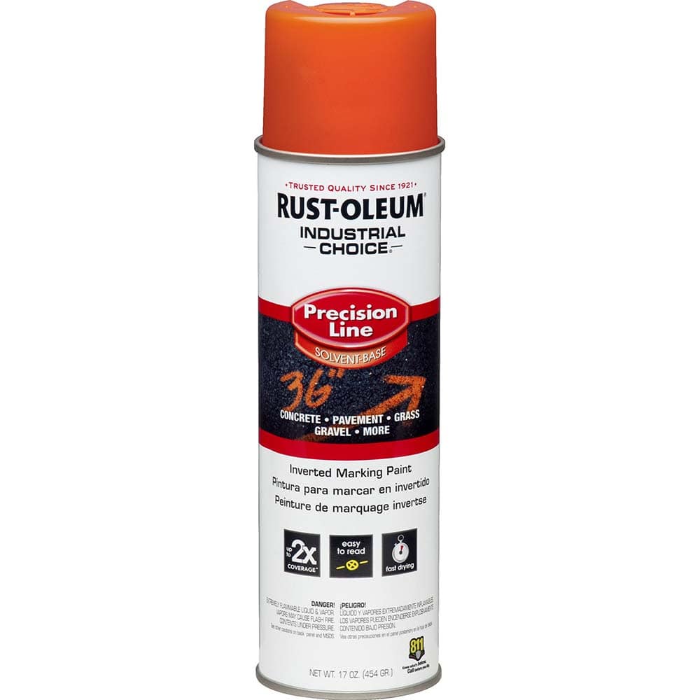 17 fl oz Orange Marking Paint 600' to 700' Coverage at 1″ Wide, Solvent-Based Formula