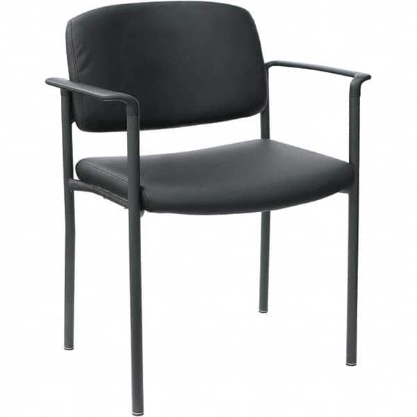 Task Chair: Faux Leather, Black 24-1/2″ Wide x 22″ Deep, Faux Leather Seat, Black, Steel Base