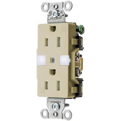 Hubbell Wiring Device-Kellems - 125V 15A NEMA 5-15R Commercial Grade Ivory Straight Blade Duplex Receptacle - USA Tool & Supply