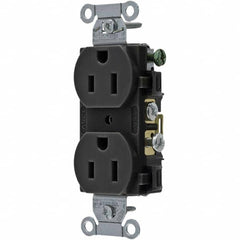 Hubbell Wiring Device-Kellems - 125V 15A NEMA 5-15R Commercial Grade Black Straight Blade Duplex Receptacle - USA Tool & Supply