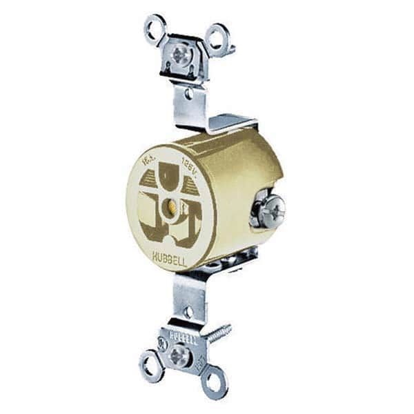 Hubbell Wiring Device-Kellems - 125V 15A NEMA 5-15R Industrial Grade Ivory Straight Blade Single Receptacle - USA Tool & Supply
