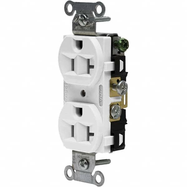 Hubbell Wiring Device-Kellems - 125V 20A NEMA 5-20R Commercial Grade White Straight Blade Duplex Receptacle - USA Tool & Supply